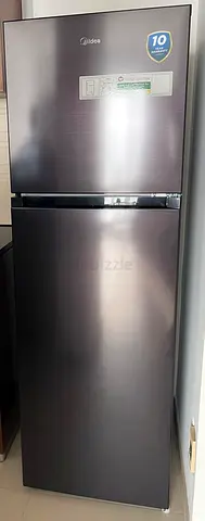MIDEA 390L Double Door Refrigerator - Stainless Steel, 10yr Warranty