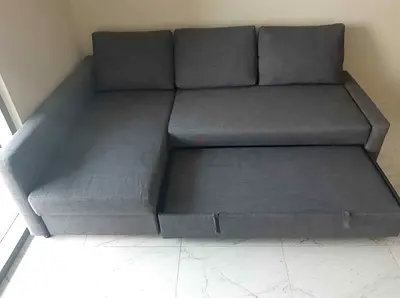 L-shaped sofa bed Grey Fabric Sofa with Storage