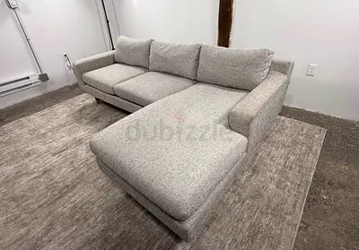 West elm L shape sofa Light Grey L-Shape Fabric Sectional Sofa with Chaise