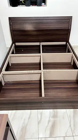 Dark Wood Storage Bed Frame with Headboard – double size