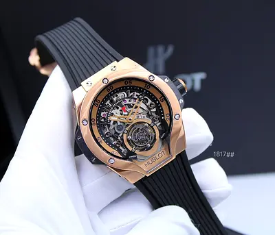 Hublot-style Skeleton Tourbillon Mens Master Copy Watch with Black Rubber Strap