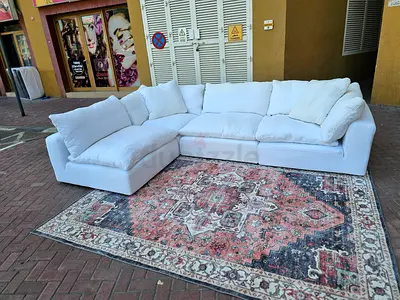 5 peice marina home luscious feather filled sofa with footstool