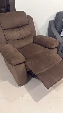 Brown Fabric Recliner Armchair - Comfortable Single Seat