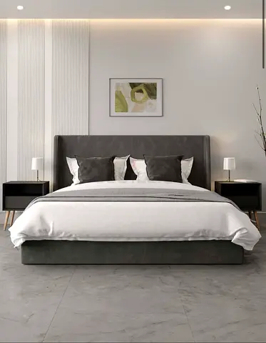 High Quality Luxury Velvet Bed King Size with Spring Mattress