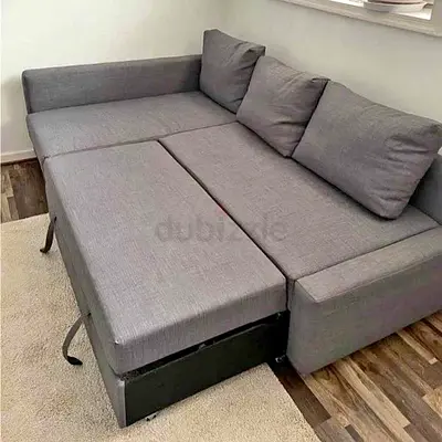 Grey L-shaped Sofa Bed with storage