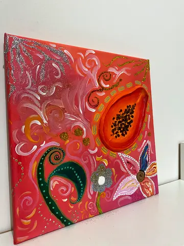 Hand-painted Floral Abstract Canvas (Pink/Coral) — Ready to Hang