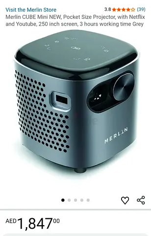 Merlin Cube Mini Portable Projector - Grey