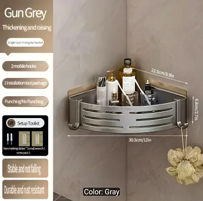 Triangle shelf for Bathrooms or storage 1 piece Gray