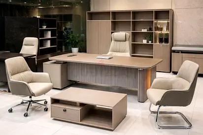 Modern Executive Office Desk with Cabinets – Luxury Manager L Shape Office Table