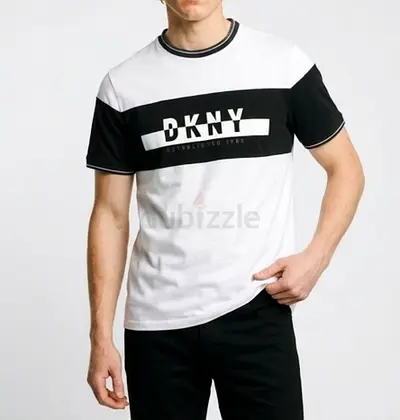 DKNY Men’s Black  White Logo T‑Shirt - Size Medium-Large (Good Condition)
