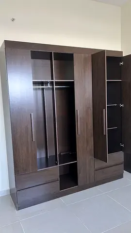 Pan Home 6-Door Wardrobe with 2 Drawers and Shelves - 178 cm L x 47 cm W x 205cm H - MDF Material
