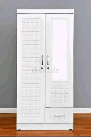 White 2-Door Wardrobe with Drawer — Good Condition