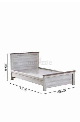 Wooden Double Bed Frame - Light Grey/Driftwood Finish (211 x 132 cm)