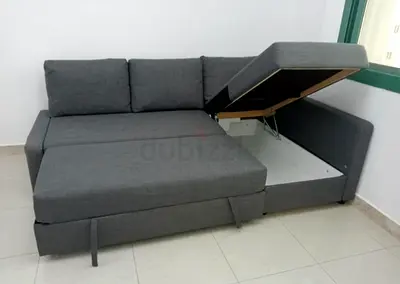 Gray L-shaped Sofa Bed with Storage - Compact Corner Couch