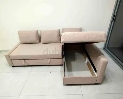 IKEA L Shape Sofa cum bed with big storage and you can fix the storage left or right anyside you wan