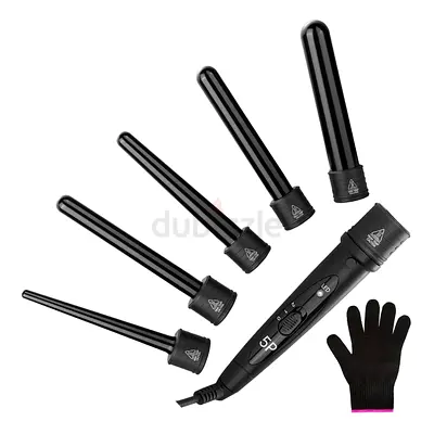 Interchangeable Curling Wand Set with Multiple Barrels and Heat Glove