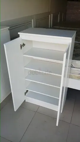 White Storage Cabinet with 5 Shelves - Good Condition