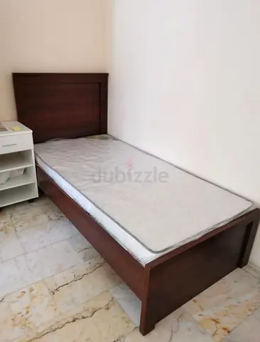 Single Wooden Bed with Mattress — Good Condition