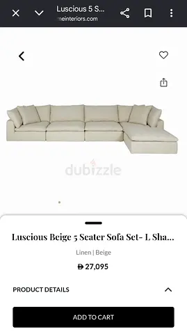 Marina Home Luscious Beige 5-Seater L-Shaped Sofa (Right Chaise) - Linen Finish