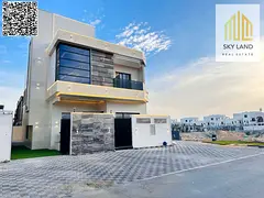 Corner villa for sale in Ajman | 5 master bedrooms + roof terrace | Large setback | Close to the mos