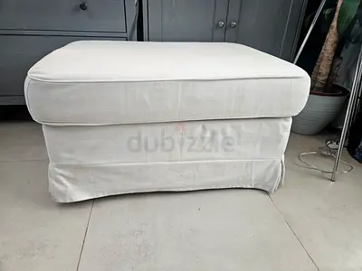 White upholstered storage ottoman / footstool (used)