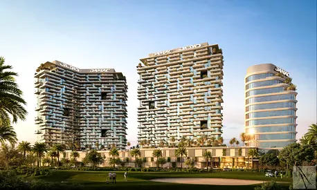 DAMAC District 1BHK Live Work Play in developed community Damac Hills Its with Live, Work and Play concept With Stunting view of Trump International