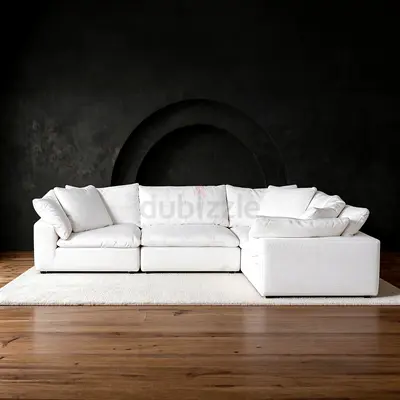 Marina home lucious cloud corner sofa white linen fabric