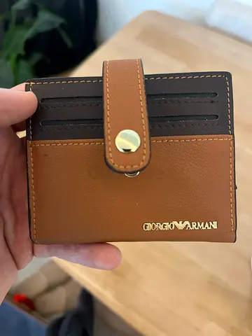 Giorgio Armani Brown Leather Card Holder Wallet