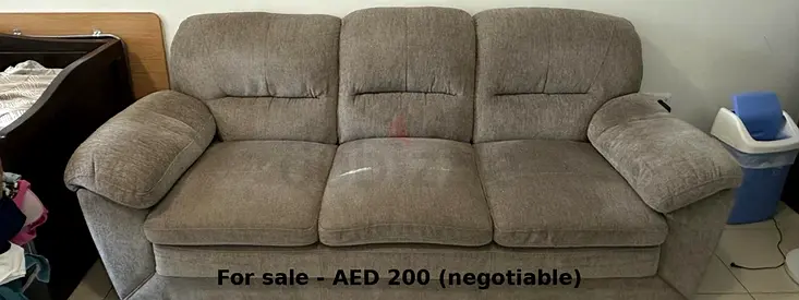 3-Seater Brown Fabric Sofa - AED 200 (Negotiable)