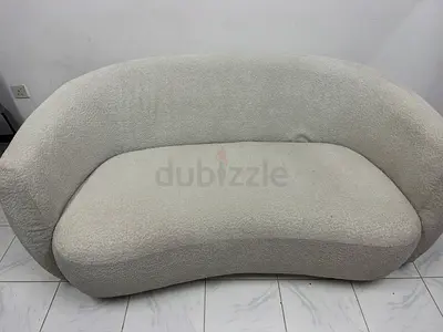 Curved white Two-Seater Sofa (Good Condition)
