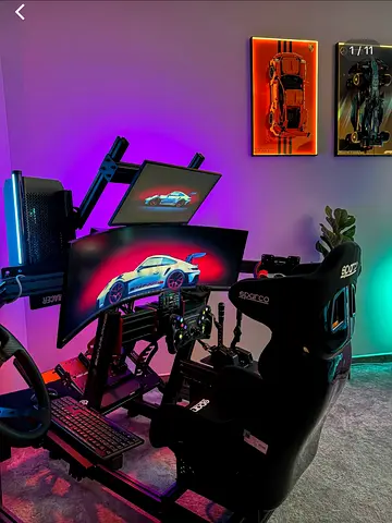 Full Racing Simulator Rig with Wheel, Pedals, Shifter and Sparco Seat