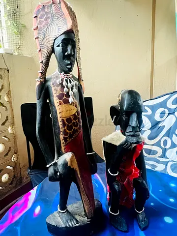 Hand-carved African Tribal Wooden Statues - Pair
