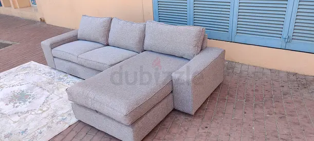 Ikea kivik L shape sofa Gray Light grey L-shaped fabric sofa with chaise - good condition