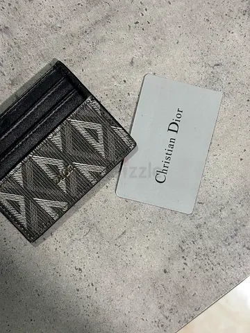 Christian Dior small leather card holder - black/grey geometric