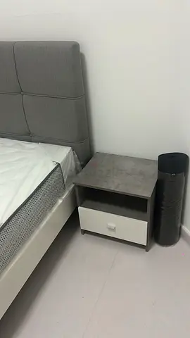 Grey Upholstered Bed Headboard with Matching Nightstand - Excellent Condition all home box