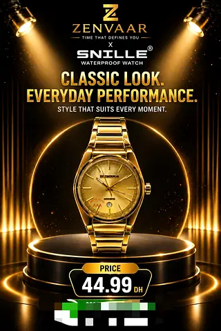 Gold-tone Mens Wristwatch — Classic SNCLLE x ZENVAAR (Waterproof)