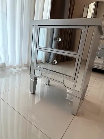 2 Mirrored bedside table / nightstand with two drawers