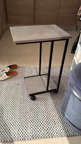 Modern Marble-Top Bar Table with Metal Frame - Compact