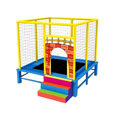 Used Indoor Kids Trampoline with Safety Net and Steps