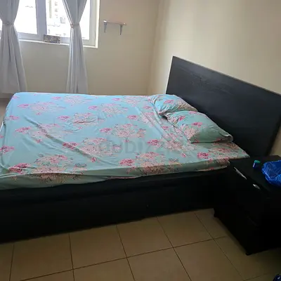 PRICE REDUCED...King size wooden bed frame with headboard - dark finish