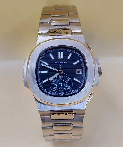 Patek Philippe Nautilus-style Stainless Steel Master Copy Watch with Blue Dial