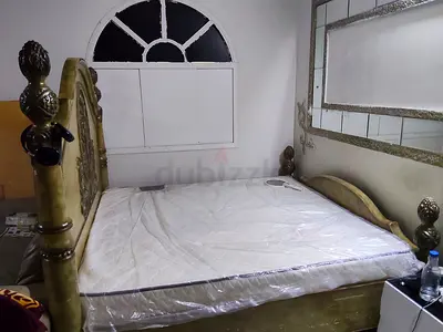 King Size Ornate Wooden Bedframe with Mattress (Used)