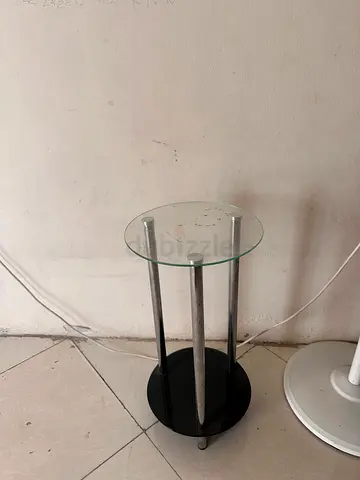 Small Round Glass Side Table with Metal Legs