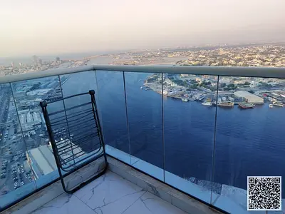Furnished two-bedroom apartment with a living room for rent in Ajman, Al Rashidiya 1, Al Waha Towers. Clean and tidy furnishings included. All bills