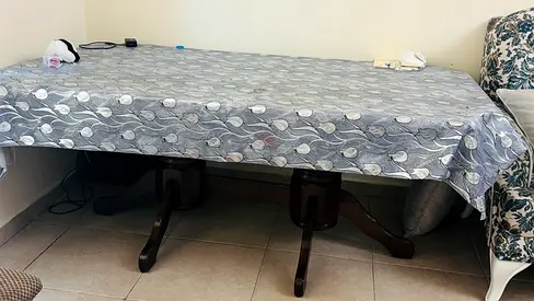 Solid Wood Double Pedestal Dining Table — Good Condition
