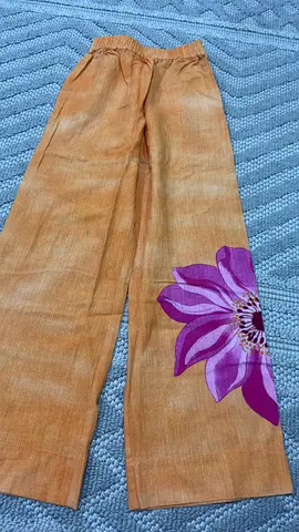 Lightweight mustard wide-leg trousers with floral print - size 12 13 years old