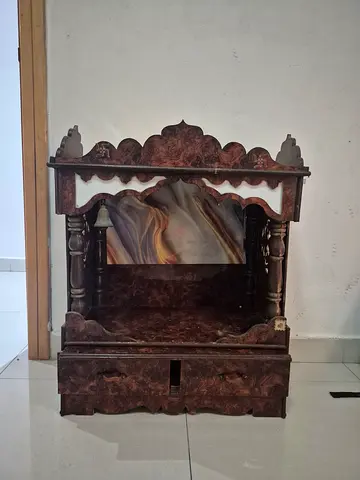 Wooden Antique-Style Prayer/Altar Shelf with Storage mandir for indians  for free