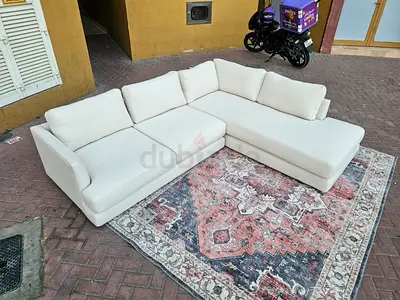 West Elm L Shape Sofa Beige Excellent Condition