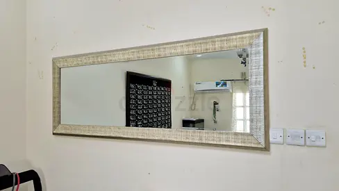 Large Rectangular Wall Mirror with Textured Silver/Gold Frame
