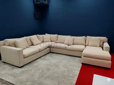 Crate and barrel beige color Ushape sofa for sale